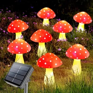 8 PC/12pc Solar Mushroom Lights, 8/12 Modes, Outdoor Waterproof, Garden Decor, Christmas, Halloween, Yard, Lawn, Solar Decorative Lights, Garden Lamp