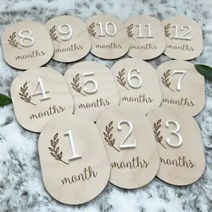 Baby Milestone Personalized Wood Disc Acrylic Custom Milestone Marker Monthly Photo Props Monthly Milestone Layered Baby Tags