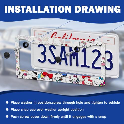 Sanrio Hello Kitty Full Print Licence Plate Holder with Adorable Character Designs and Colorful Bows for Unisex Use