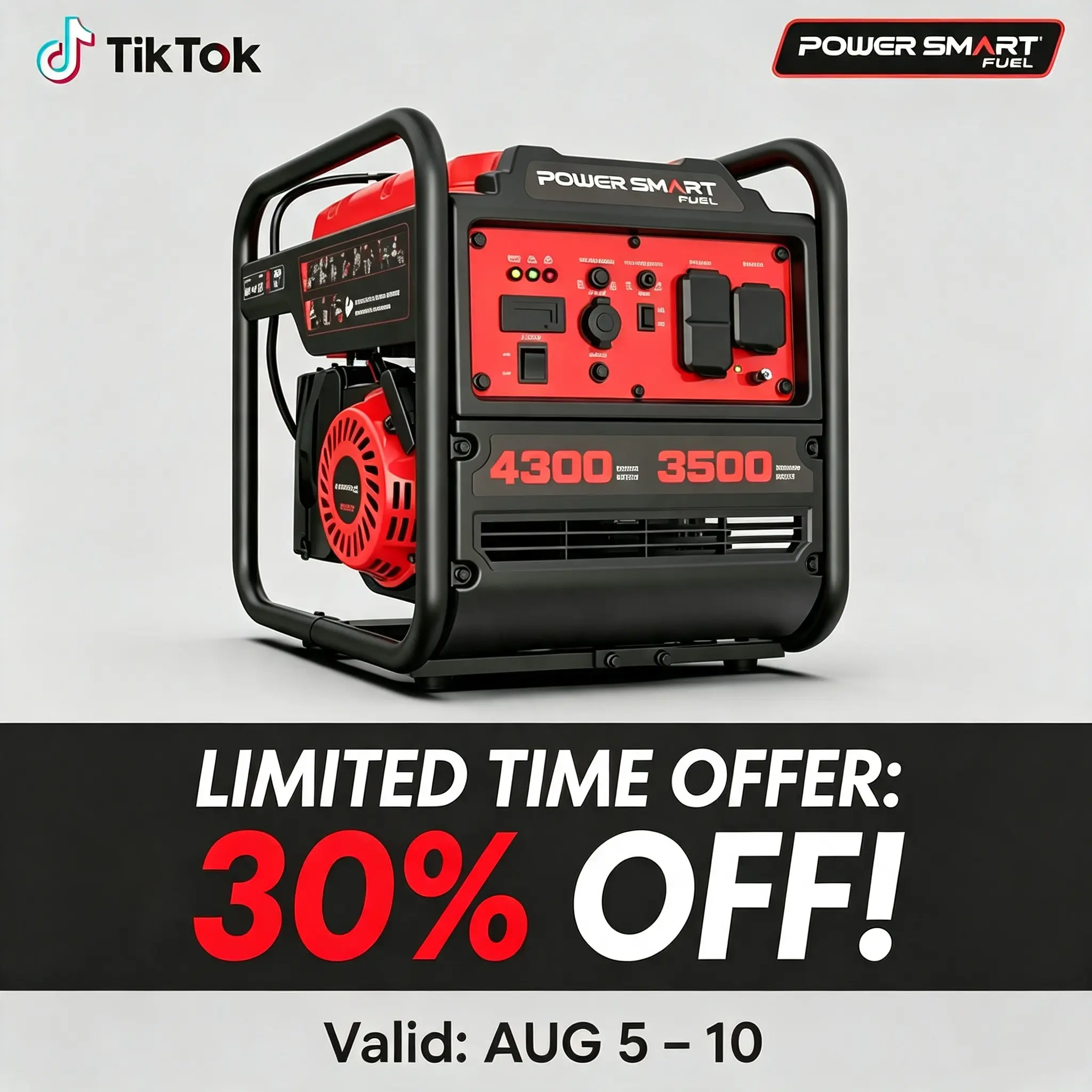 【Summerfinds】PowerSmart 4300W Peak Gas-Powered Inverter Generator - High Power Motor,ECO Mode,RV Ready,EPA Compliant, Auto Low Oil Shut, Parallel to Double,Lightweight,Lifetime Help Desk,Emergency Backup DB5041,DB5041C,DL5040C
