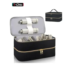 Travel Carrying Case for Shark Flex Style, Double Layer Storage Case for Shark SpeedStyle Hair Dryer Attachments, Waterproof PU Leather Organizer Bag for Shark Flexstyle Airwrap Styler