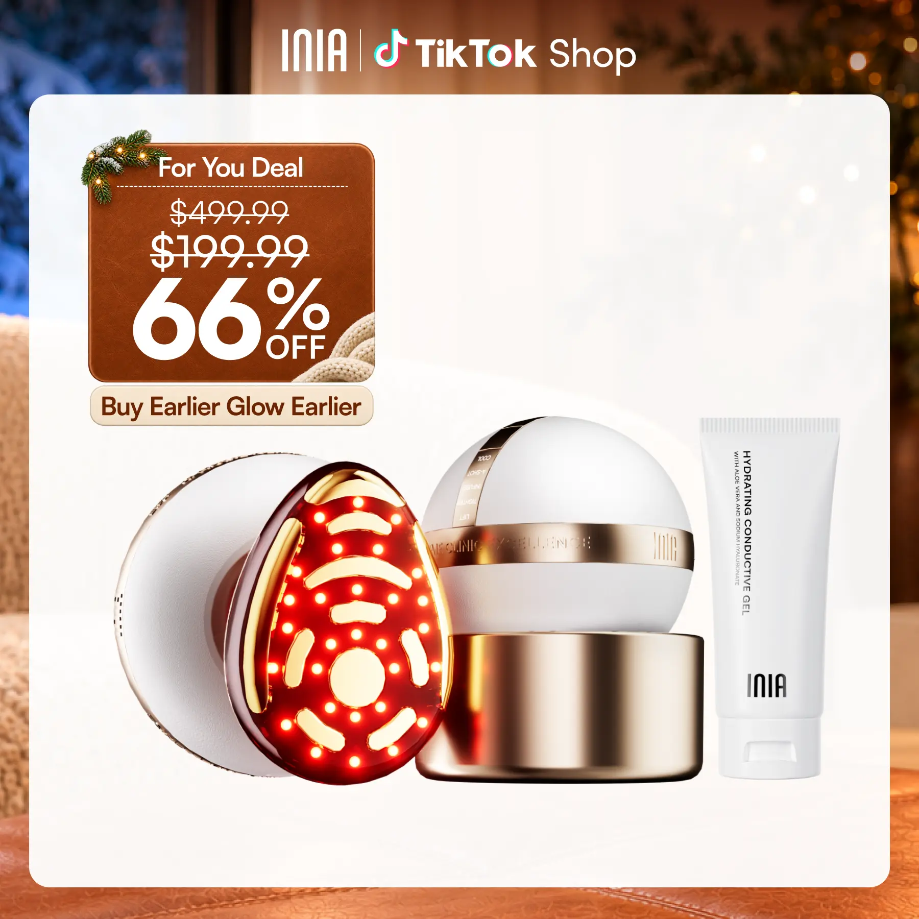 INIA SPHERA RF+LED At-Home Facial Anti-Aging Device - Cordless Rechargeable Facial Beauty Instrument with EMS Micro Current, Red Light Therapy, Electroporation, Cryo Cooling for Selfcare, Multi-Tech Care, Radiant Skin, Summer Travel Accessory