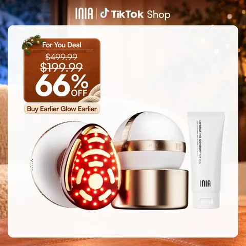 INIA SPHERA RF+LED At-Home Facial Anti-Aging Device - Cordless Rechargeable Facial Beauty Instrument with EMS Micro Current, Red Light Therapy, Electroporation, Cryo Cooling for Selfcare, Multi-Tech Care, Radiant Skin, Summer Travel Accessory