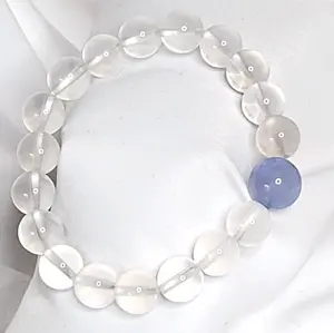 All Natural Crystal Bracelet Girosole Crystal Bracelet with Blue Chalcedony Bead Womens Bracelet