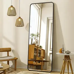 56x21 Full Length Floor Mirror – Standing or Wall Mounted Rounded Corner Mirror – Full Body Dressing Mirror for Bedroom & Living Room