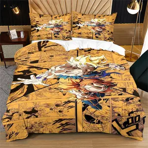 Dragon Ball Series Pattern Duvet Cover Set, Soft And Durable Bedding Set, Including 1 Duvet Cover And 1 Or 2 Pillowcases, Suitable For Children And Adults Daily Holiday Birthday Gifts Bedroom Decorations
