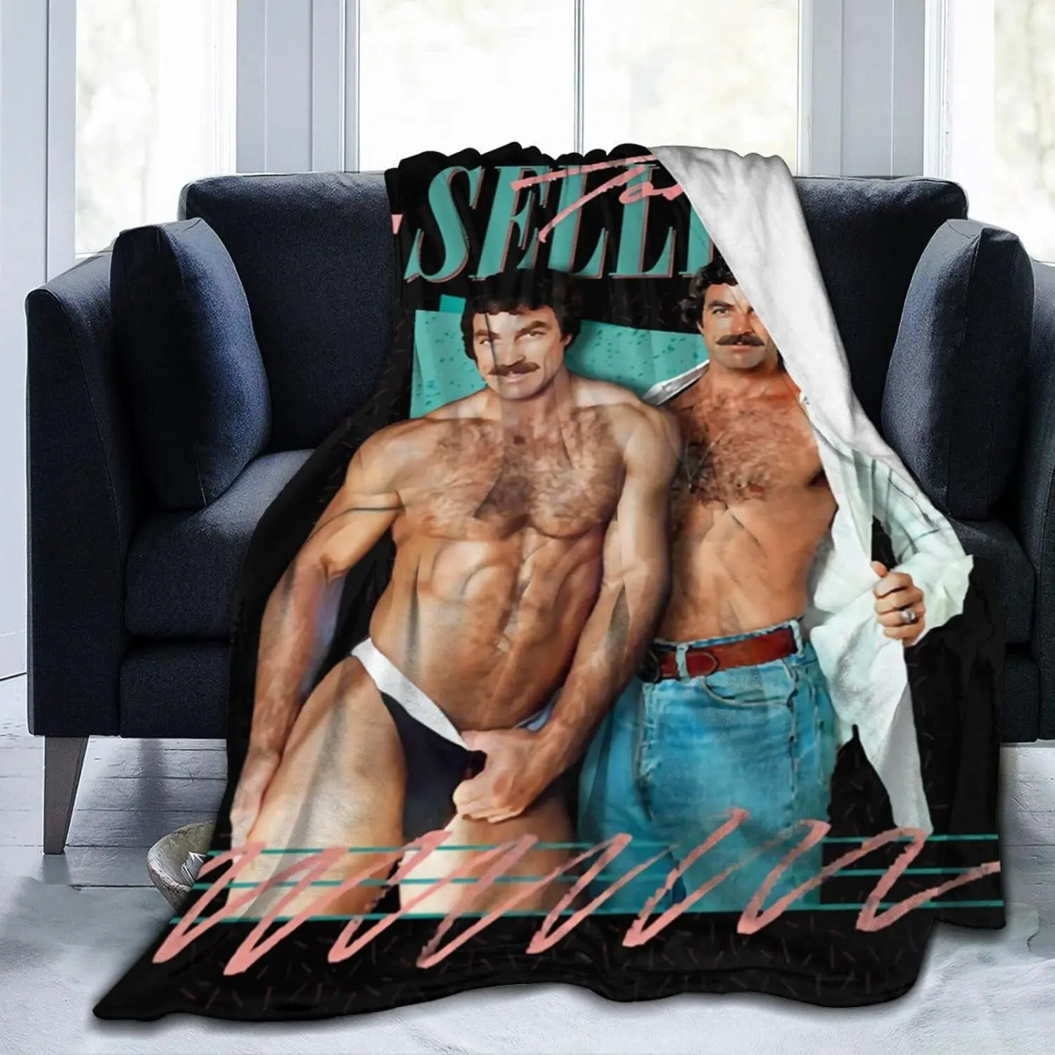 Tom Selleck Ultra-Soft Micro Fleece Blanket, Warm Cozy Plush Bedding, Lightweight Throw for Bed and Sofa, Digital Print, Contemporary Home Decor, Anti-Pilling, Cozy Warmth, Multi-Purpose