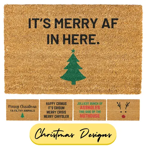 Christmas doormat, It's Merry AF In Here, Welcome Mat, Funny Door mat, Holiday Doormat, Christmas Decor, Christmas Decorations