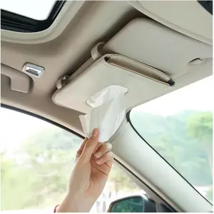 1pc Car Tissue Holder, Sun Visor Napkin Box, Auto Napkin Case with Tissues Refill, Paper Towel Dispenser, Vehicle Interior Accessories Universal for Car SUV Pickup Truck
