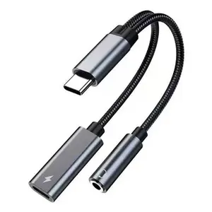 1PC/2PCS USB-C headphone jack adapter and charger 2-in-1，USB-C to Aux Audio Adapter for PD Fast Charging for iPhone 15 Plus Pro Max, Samsung Galaxy S20, S21, S22, S23, iPad Pro,Air4