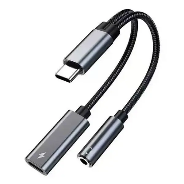 2pcs Wired 2-in-1 USB-C to 3.5mm Aux Audio Adapter & Charger - PD Fast Charging Solution for iPhone, Samsung Galaxy Smartphones (USB Chargers Included)
