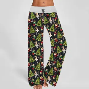 Christmas Nutcracker Ballet Contrast Wide Leg Pants For Women - SHESHOW