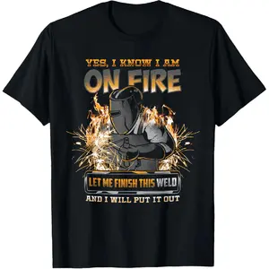 100% Cotton Welding Funny Saying Welder For Men Boilermaker T-Shirt Fabric Menswear gift all streetwear