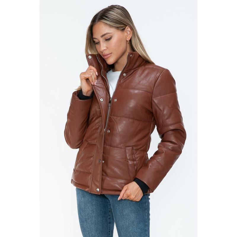 YMI Pocketed Zip Up Turtleneck Puffer Jacket