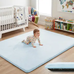 1.5" Thick Baby Play Mat for Floor, Pro Soft Flannel Foam Mats Toddler Infant Kids Crawling for Nursery Rug Playroom Living Room Waterproof Easy Care Non-Slip