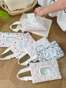 Hanging Floral Pattern Tissue and Wipe Storage Bag, Multi-Functional Organizer for Baby Wipes, Home Dorm Bathroom Decor Supplies, Bathroom Organizing Accessories and Living Room Decor