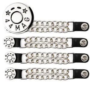 Milwaukee Leather Biker Vest Extender Set - 4 Piece Double Chain Extenders with Medallion Design Options