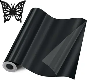 HTVRONT Puff Vinyl Heat Transfer - 12" × 10FT 3D Puff Vinyl HTV Roll, Black Puffy Vinyl Heat Transfer, Puff Iron on Vinyl for T Shirt Compatible with Cricut & Cameo (Black)