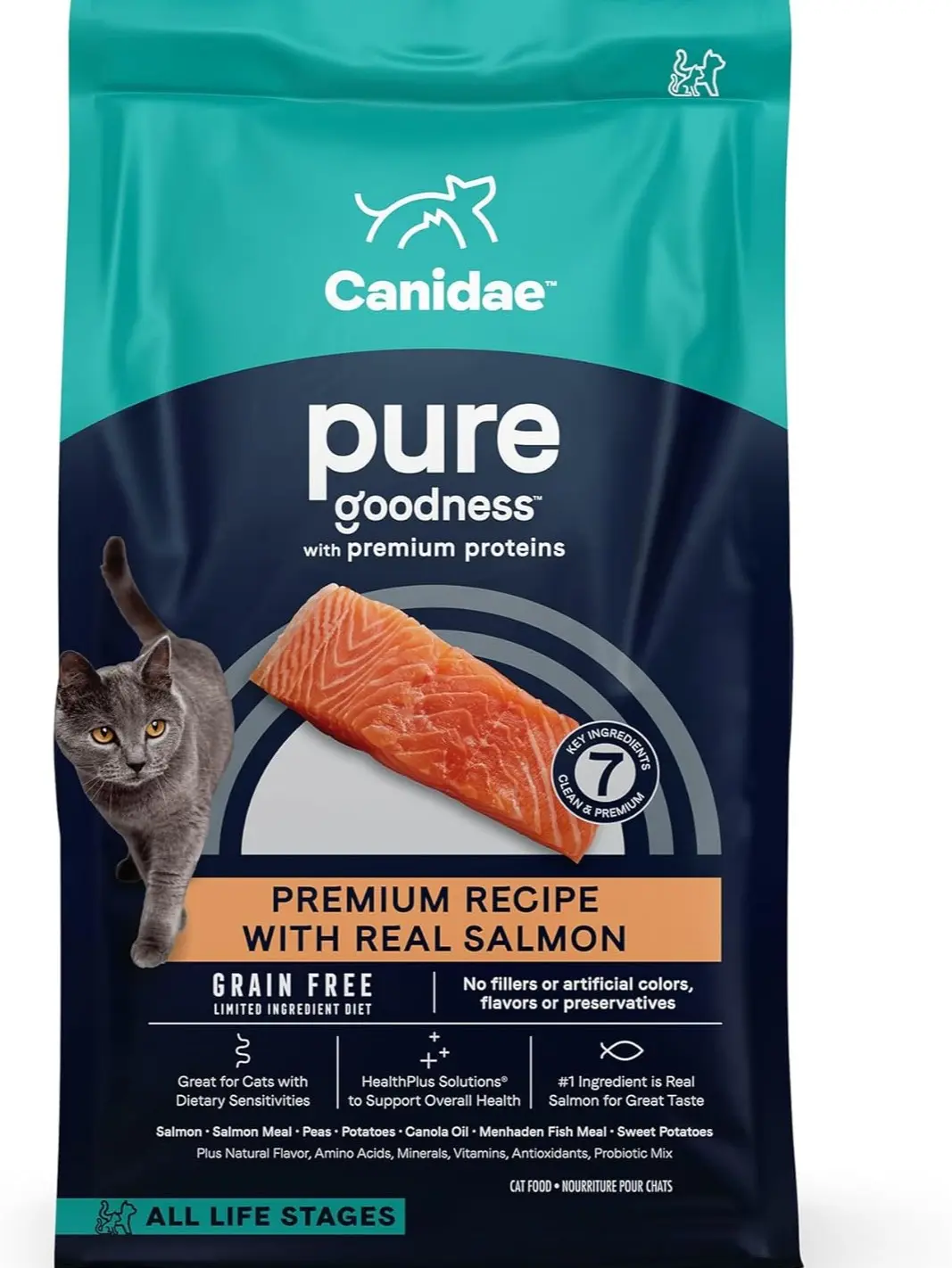 Canidae Pure Limited Ingredient Premium Dry Cat Food, Real Salmon Recipe, 10 lbs, Grain Free