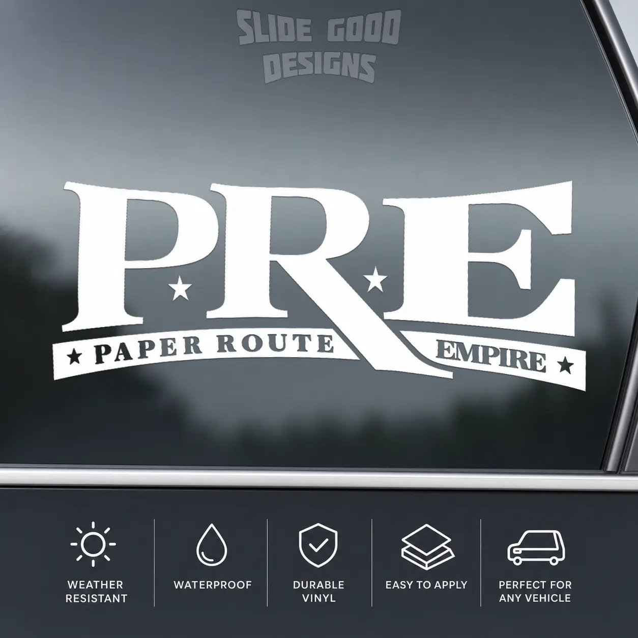 Paper Route Empire PRE Vehicle Car Truck Decal Sticker - Available in Different Sizes and Colors