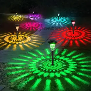 2 Pack Solar Pathway Lights Outdoor RGB Color Changing Warm White IP67 Waterproof LED Solar Garden Path Lights Eco-Friendly Energy Efficient for Gardens