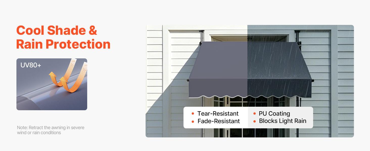 VEVOR Manual Retractable Awning, 59" Outdoor Retractable Patio Awning Sunshade Shelter, Height Adjustable Patio Door Window Canopy with Manual Crank Handle for Backyard, Garden, Balcony, Dark Gray VEVOR Manual Retractable Awning, 59" Outdoor Retractable Patio Awning Sunshade Shelter, Height Adjustable Patio Door Window Canopy with Manual Crank Handle for Backyard, Garden, Balcony, Dark Gray