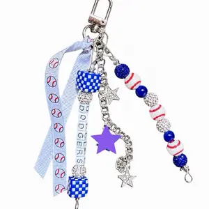 Baseball keyring bag charm