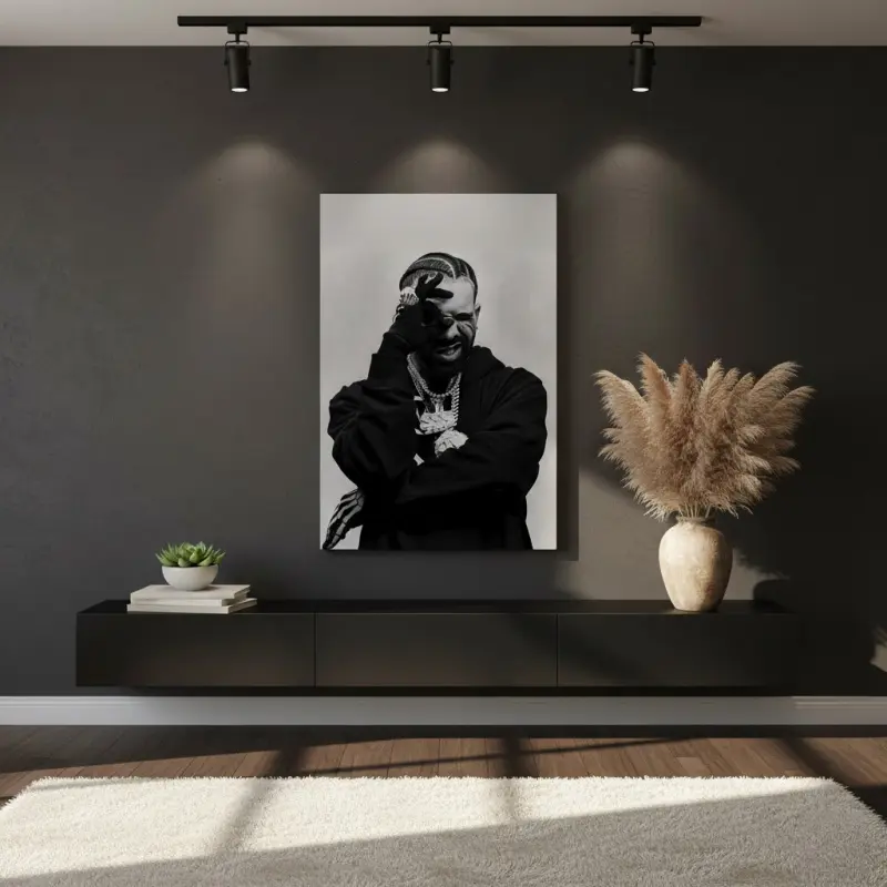 Drake Black-and-White Portrait Art Print| Hip-Hop Icon Trendy Wall Decor| Modern Home/Music Studio/Street Style Wall Art