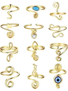12Pcs Adjustable Toe Rings for Women Open African Toe Rings Summer Beach Foot Jewelry
