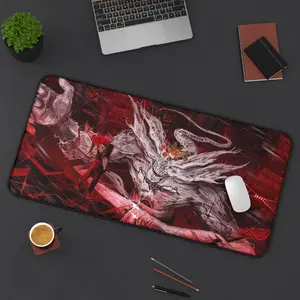 Sukuna vs Mahoraga JJK Desk Mat, Jujutsu Kaisen Dark Anime Mouse Pad and Playmat Design, Glowing Night Desk Mat