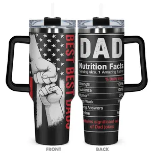 1pc Tumbler Stainless Steel Water Bottle American Flag Best Dad Ever Nutrition Facts  Designs, Leakproof Large Capacity (40oz/30oz/22oz/20oz/14oz), Needed for Gym, Hiking, Travel Insulated Travel Drinkware Ideal Birthday Christmas Gift