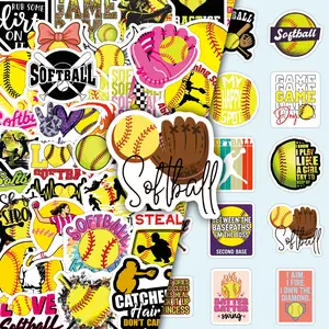 50 Unique and Creative Cool-Design DIY Softball Sports Sticker Decals for Scrapbooks and Phone Cases