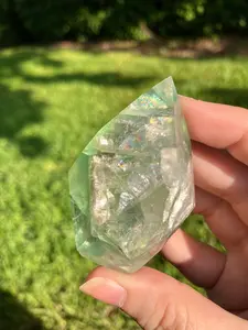 Green Fluorite Faceted Flame