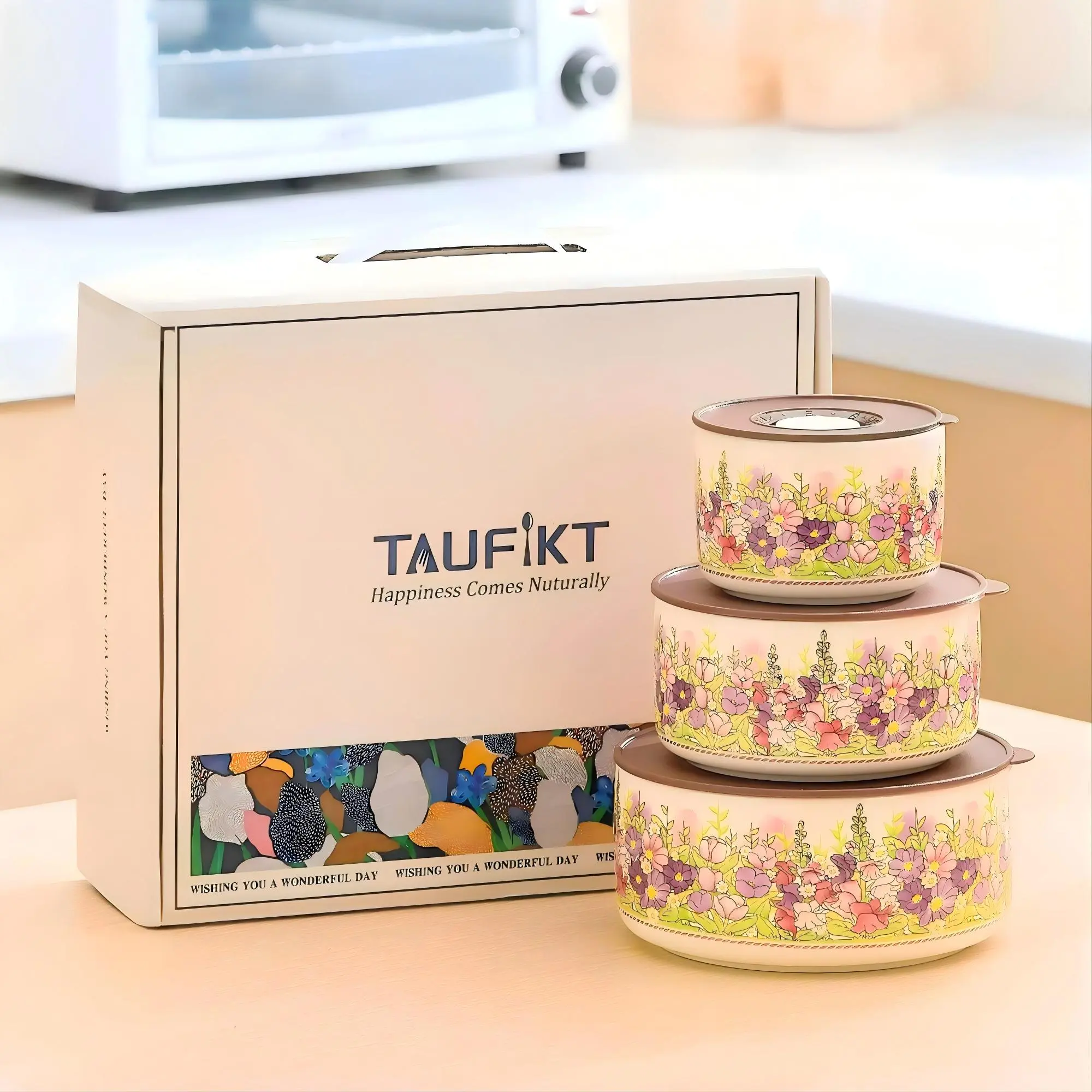 3 Pieces Food Storage Containers with Lids, 4"/ 5"/ 6" Nesting Bowls Set, Serving Bowls with Lids Set, Pasta Ceramic Bowls Set Decorative Bowl for Soup, Stew, Cereal Microwave and Oven Safe