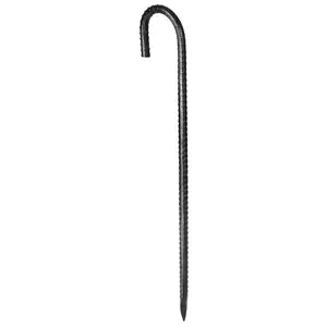 VEVOR 24-Pack 16-Inch Heavy-Duty Galvanized Steel Rebar Stakes, 0.4 in Diameter J Hook Ground Anchors with Chisel Point End & Rust-Resistant Coating, for Garden Supplies, Fence Support, Camping Tents