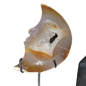 Crescent Moon Druzy Agate with Stand