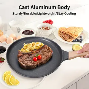 Local warehouse frying pan, egg frying pan, crispy cookie pan, 24 cm flip-over nonstick aluminum frying pan, suitable for all stovetops, compatible with induction cooktops, dishwasher safe.