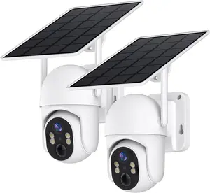 4G LTE Cellular Solar Security Camera Wireless Outdoor, No WiFi Solar Powered Camera, 360 °   Live View, 2.7K Color Night Vision, PIR Motion Sensor, 2 Way Talk, Built in SIM Card - White