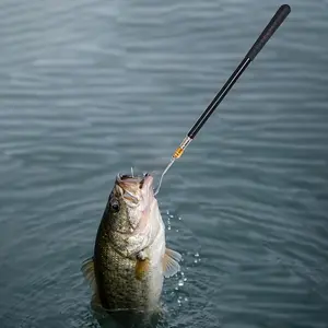 Stainless Steel Retractable Fishing Hook with Rubber Handle Grip, Ideal for Sea, Ice, Boat, and Kayak Fishing, Durable and Versatile