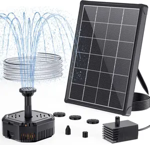 POPOSOAP Solar Pond Filter with Fountain Pump, 4W Solar Fountain Pump with Pond Filter Kit, Solar Water Pump with Nozzles & PVC Tubing for Bird Bath, Water Garden, Fish Tank & Backyard Decor