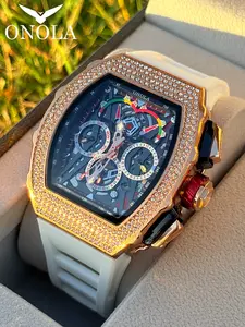 Onola Brand Fashion Men's Automatic Mechanical Watch, Barrel Shape Waterproof Sports Watch, Fashionable Wristwatch, 3atm Water Resistant, Perfect Gift Choice