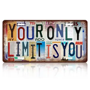 Vintage Wall Decor Your Only Limit Is You License Plate Metal Sign Tin Signs Poster