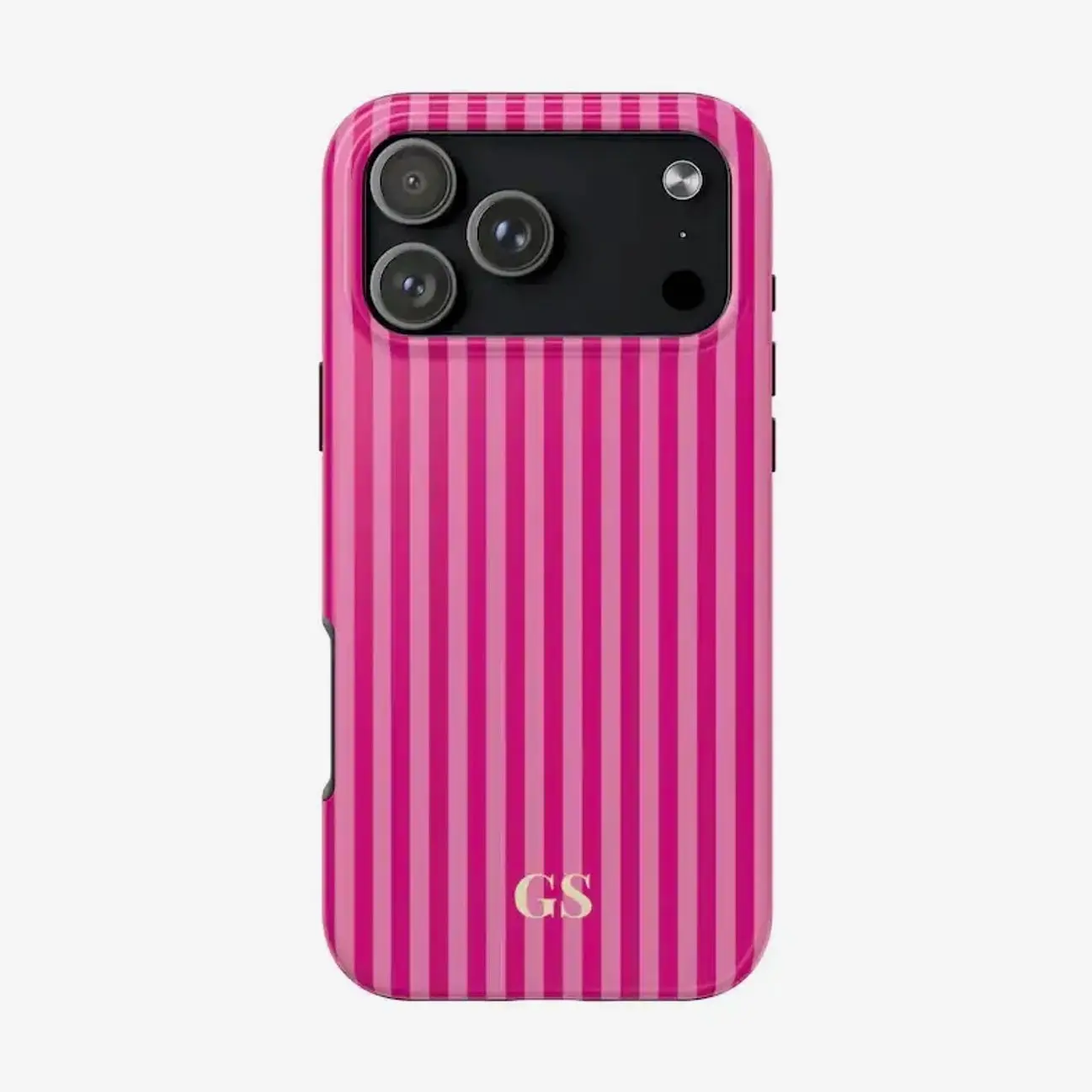 Magsafe Personalized Pink Phone Case, Magsafe Compatible Custom Monogram iPhone Case, Aesthetic Pink Striped Phone Case, Summer Coastal Phone Case Preppy Phonecase Beachy