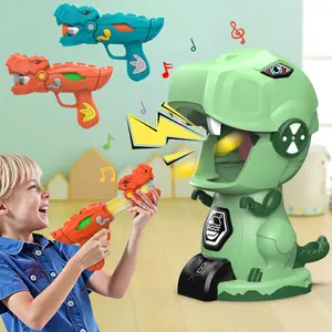 Interactive dinosaur shooting toy with moving robot dinosaur & laser gun. For boys 3-6, indoor/outdoor play. Green & blue dinosaur with movable limbs, aids motor skills. Ideal Christmas/birthday gift Solar Powered Robotic Remote