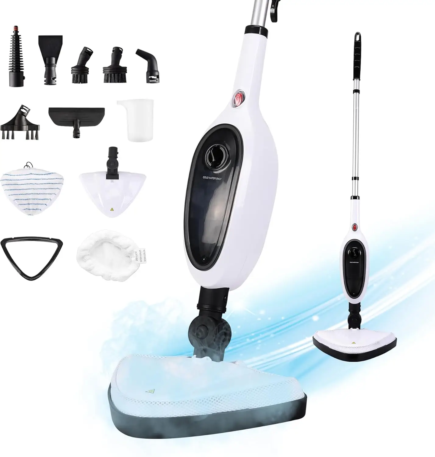 Multifunction Steam Mop 10-in-1 Detachable Multi-Purpose Cleaning with 7m Cord and Flexible Automatic Design