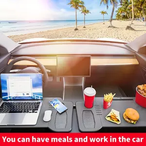 Car multifunctional small table, travel office computer desk, portable folding dining table, in-car office desk, movable storage desktop