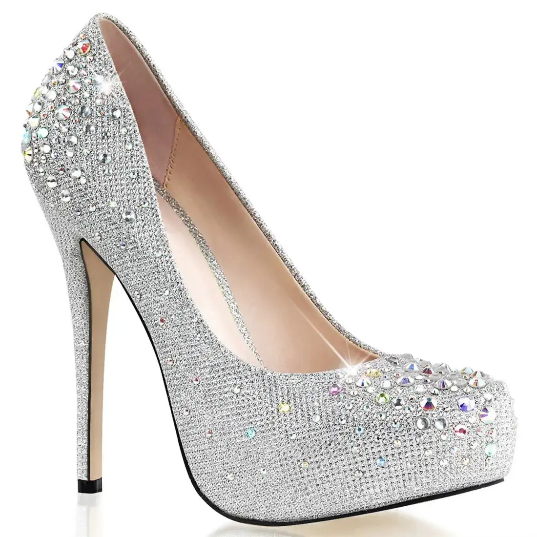 Fabulicious Destiny-06R Women's Rhinestone Platform Pump Silver