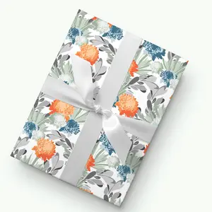 Davina Orange Floral Wrapping Paper