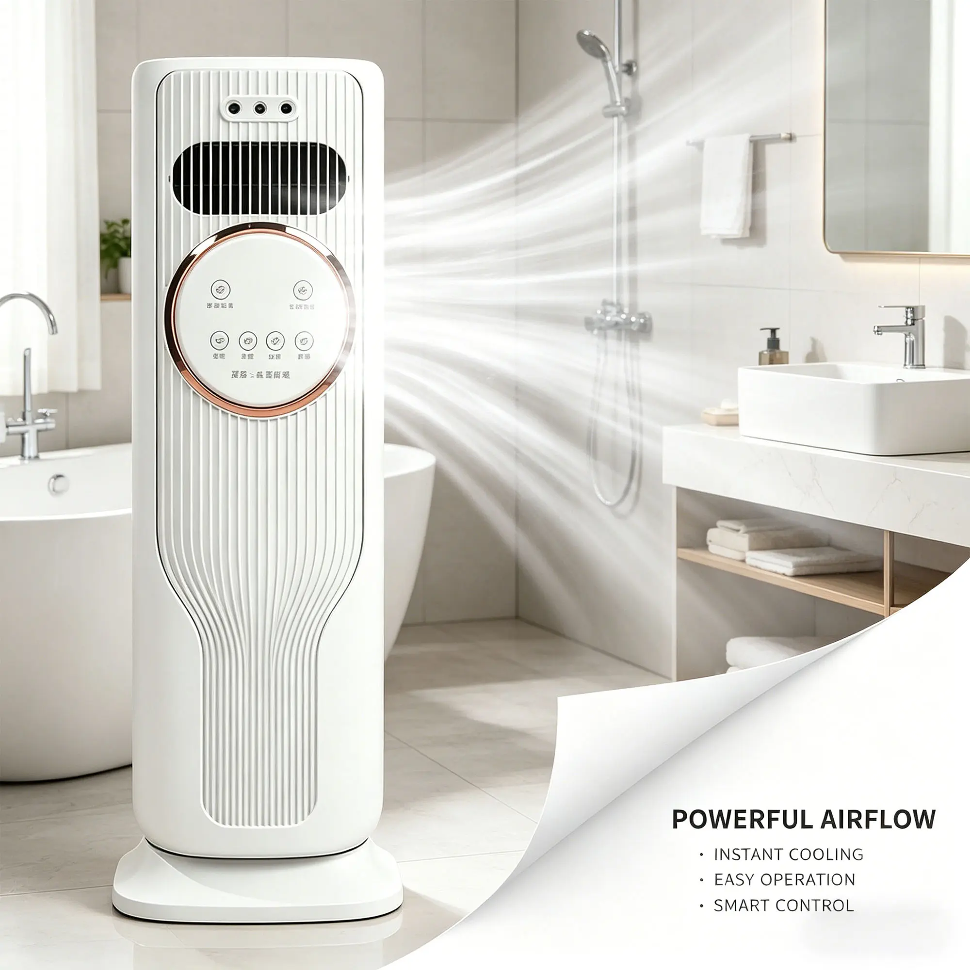 Dual Function Bladeless Tower Fan - Compact 2-in-1 Space Heater & Cooler, Quiet Oscillating Floor Fan for Bedroom Users, Apartments, Small Rooms, Fast Warmth & Instant Cooling, Heats Cools, Oscillation