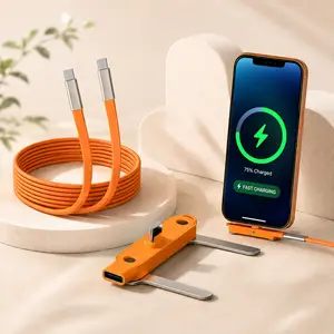 Summerwins 240W Multi-Functional Fast Charging Cable with Phone Stand, Compatible with iPhone 15/16/17, Mobile Phones and Tablets, Ideal for Gaming
